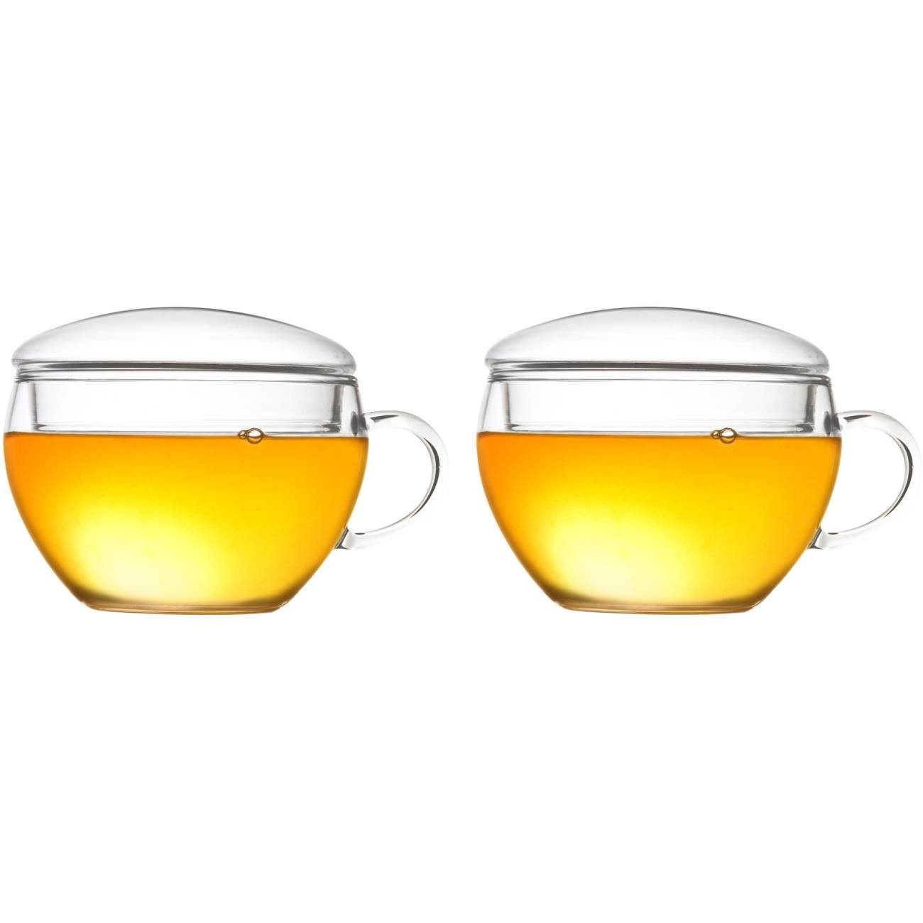 Creano Teeglas Creano 2er-Set Teeglas mit Deckel, Latte Macchiato, Kaffee, 200ml, Borosilikatglas, 2 Gläser