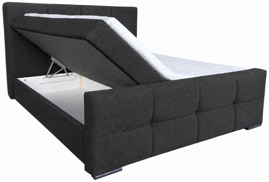 OTTO home Boxbett RISE, Polsterbett mit Bettkasten, inkl. Taschenfederkernmatratze H3, inkl. Kaltschaumtopper, Strukturstoff-Bezug, Liegefläche 180x200 cm