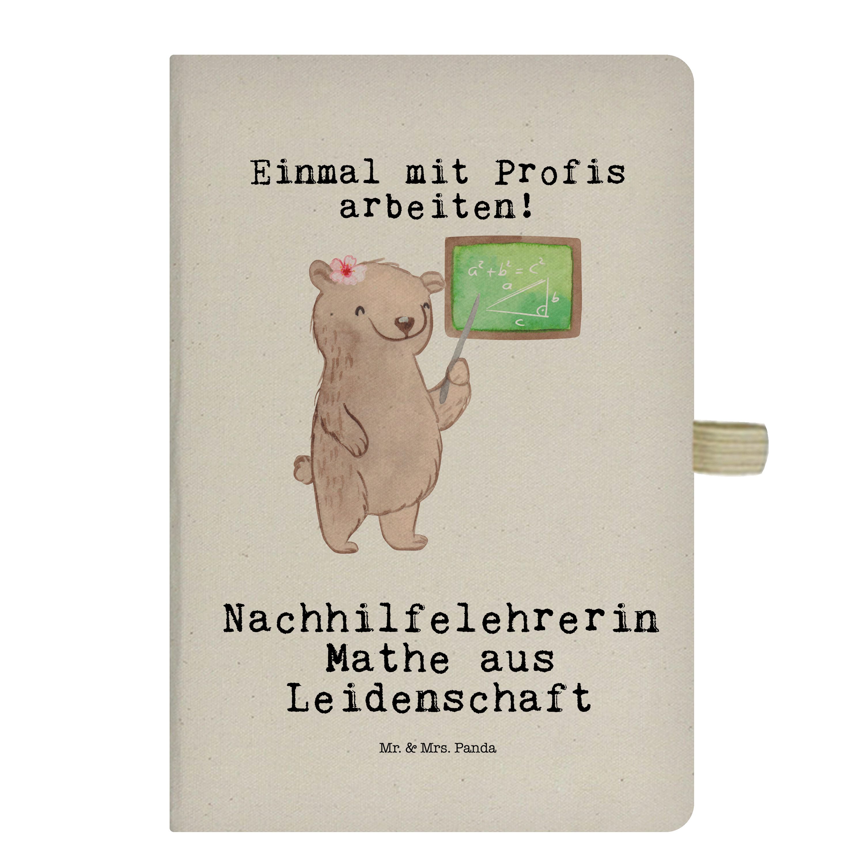 Mr. & Mrs. Panda Notizbuch Nachhilfelehrerin Mathe aus Leidenschaft - Transparent - Geschenk, Sc Mr. & Mrs. Panda