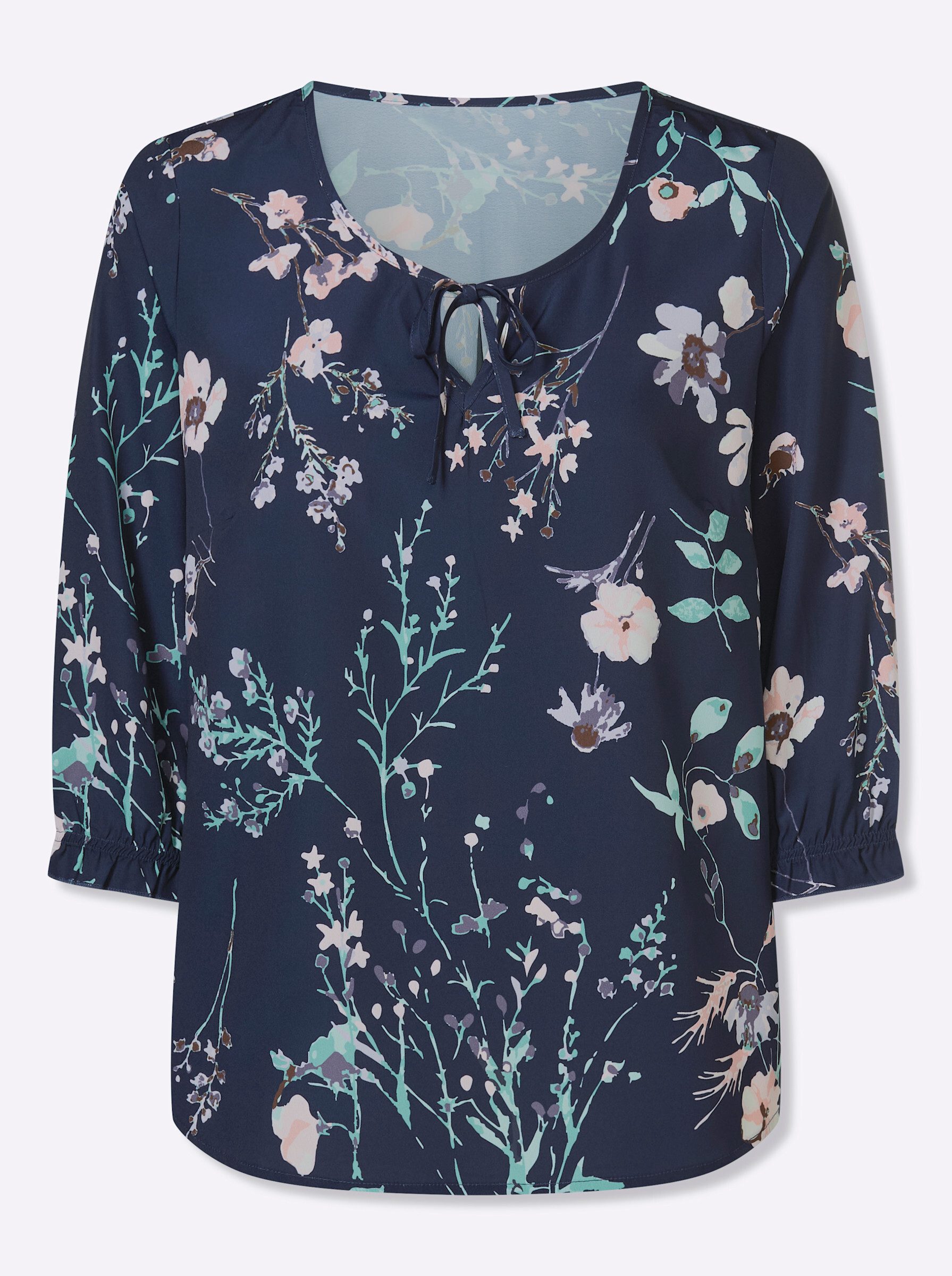 Klassische Bluse Tunikabluse 3/4-Arm