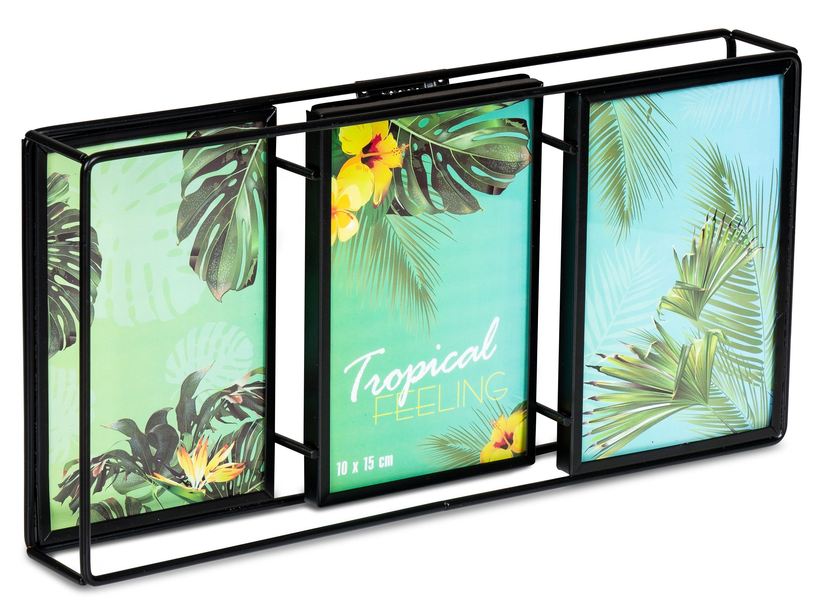 Levandeo® Bilderrahmen Collage, Bilderrahmen 3D Schwarz Metall 3 Fotos 10x1 günstig online kaufen