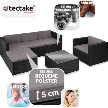 tectake Loungeset Lignano mit Sessel, (Set, 6-tlg)