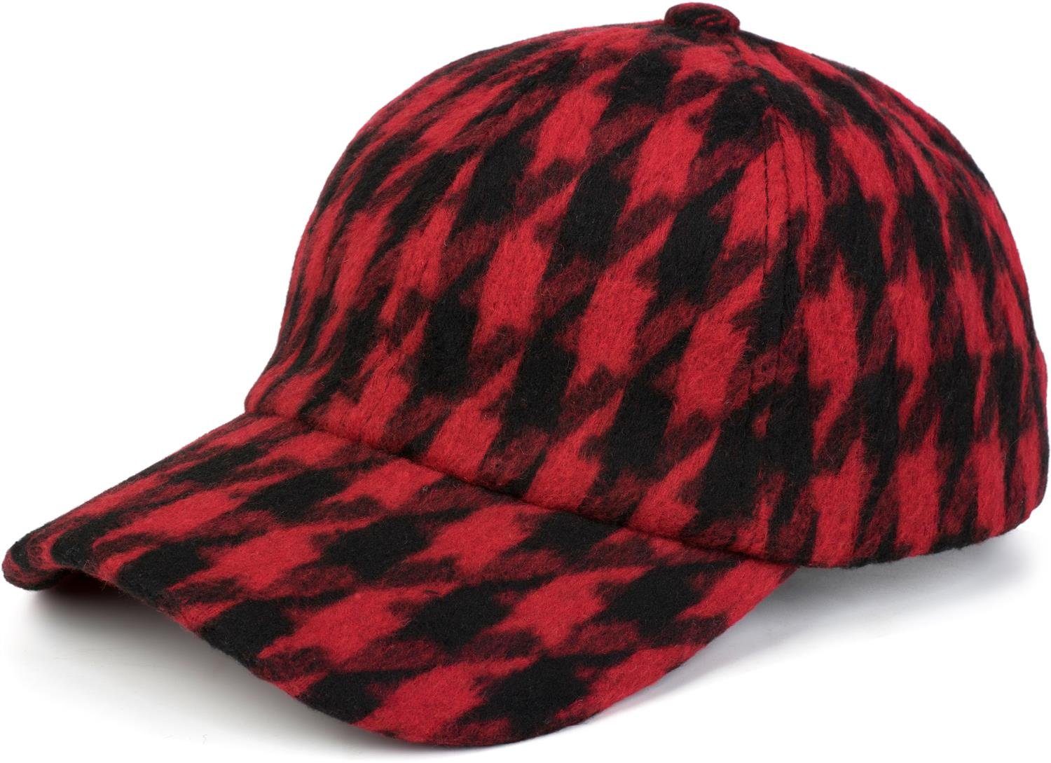 styleBREAKER Baseball Cap (1-St) Baseball Cap mit Pepita Hahnentritt Muster Rot-Schwarz