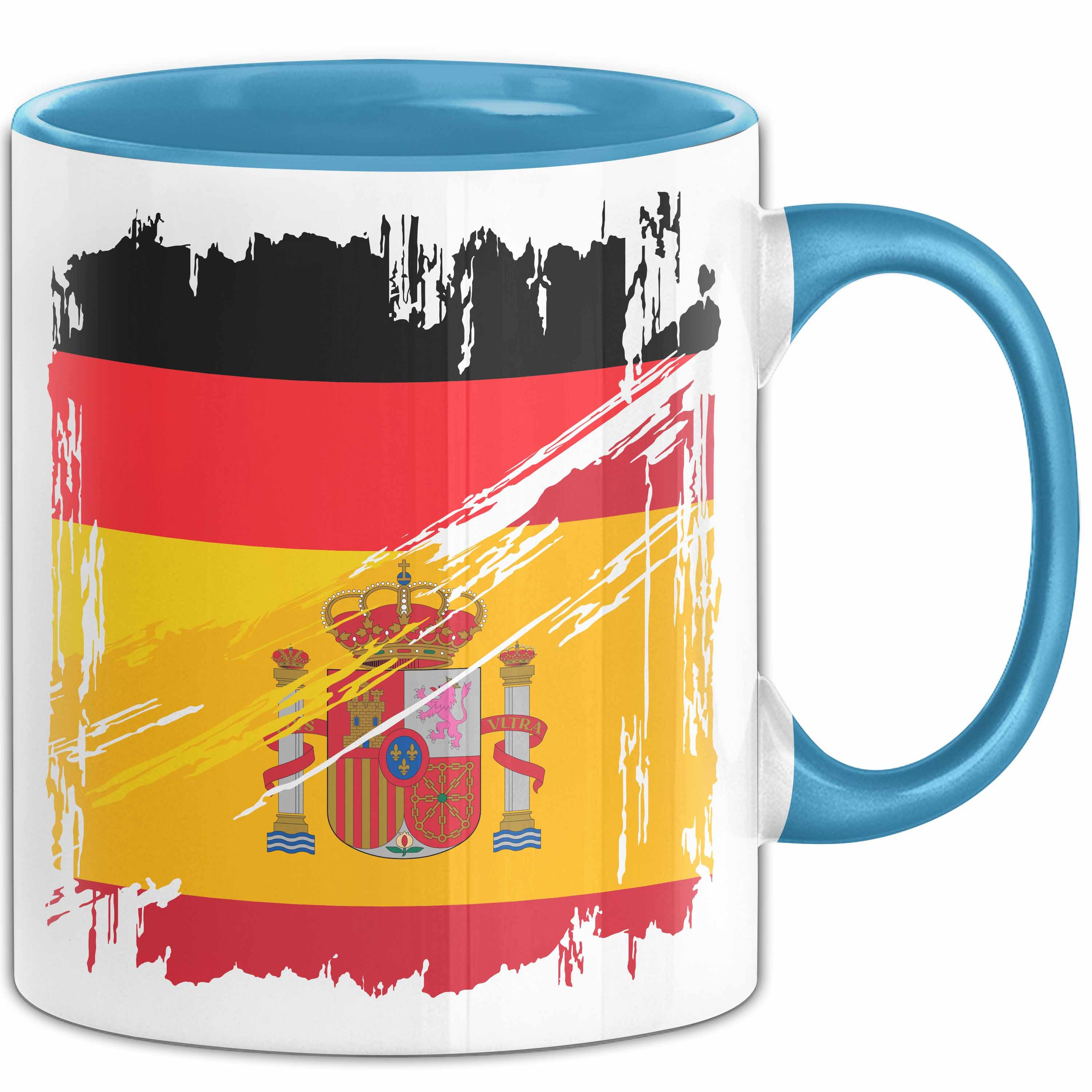 Trendation Tasse Spanien Deutschland Flagge Halb Deutscher Halb Spanier Fußball Germany, Keramik