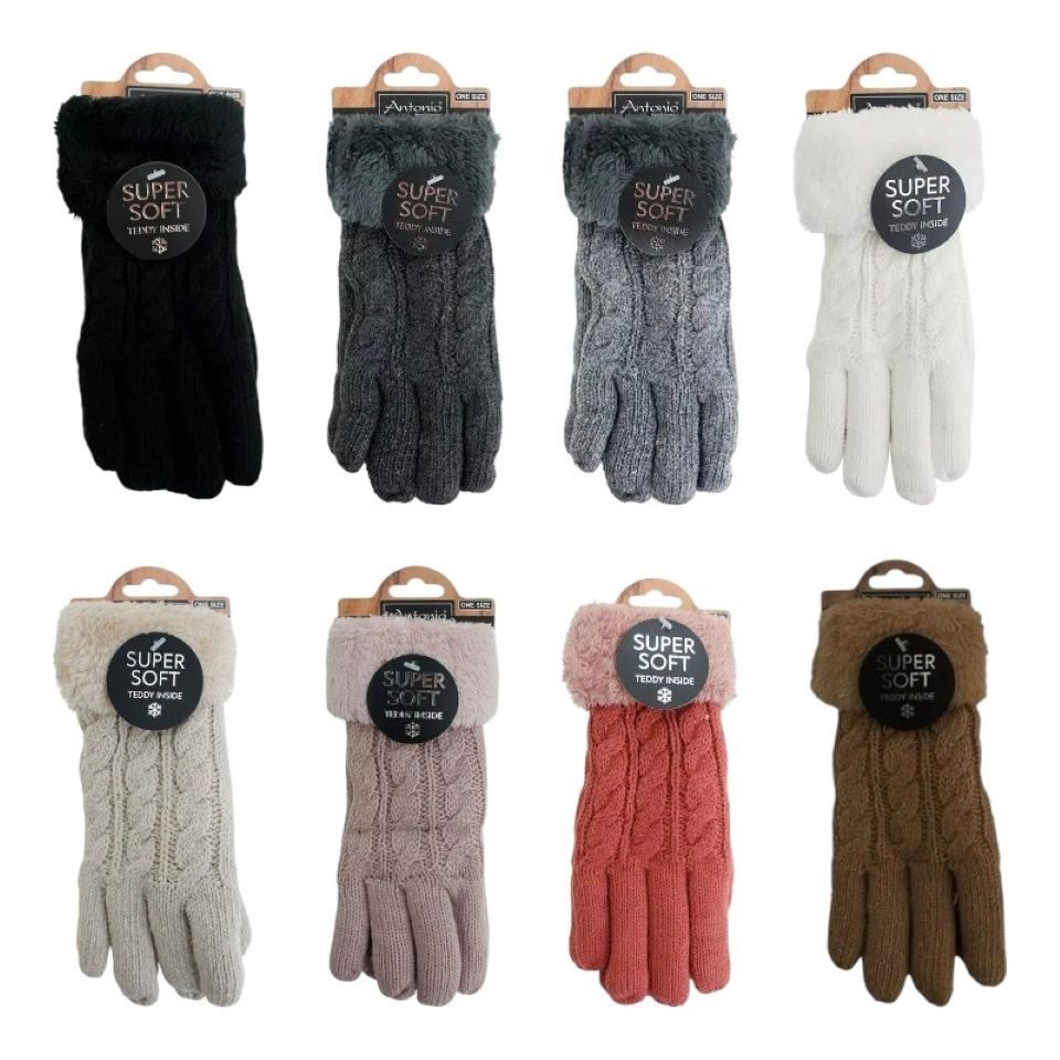 Antonio Strickhandschuhe Teddy Winterhandschuhe mit Strickmuster günstig online kaufen