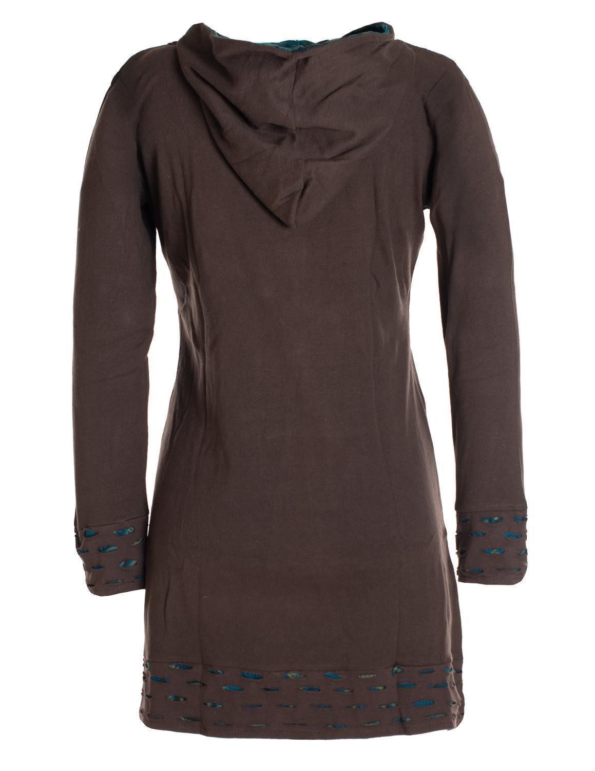 Vishes Midikleid Langarm-Shirtkleid Hoodie-Kleid mit Kapuze günstig online kaufen