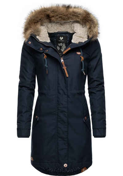 Ragwear Winterjacke Tawny stylischer Winterparka mit großer Kapuze und Kunstfellkragen