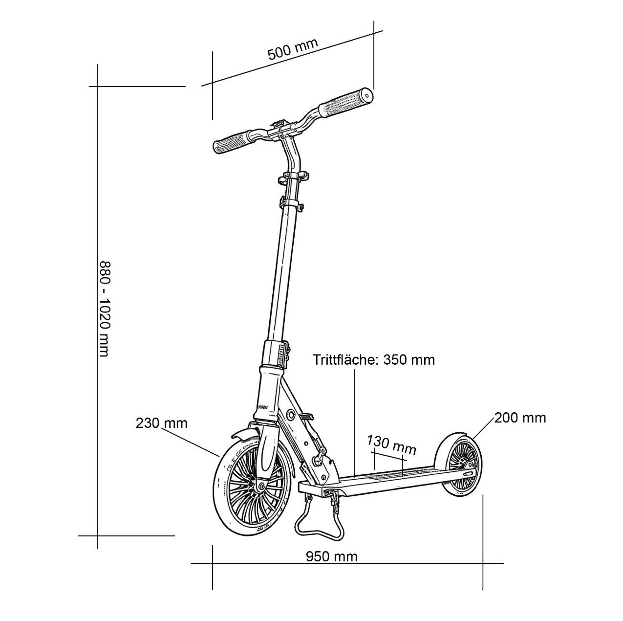 Solitary Stuntscooter Solitary 230 City Scooter Schwarz