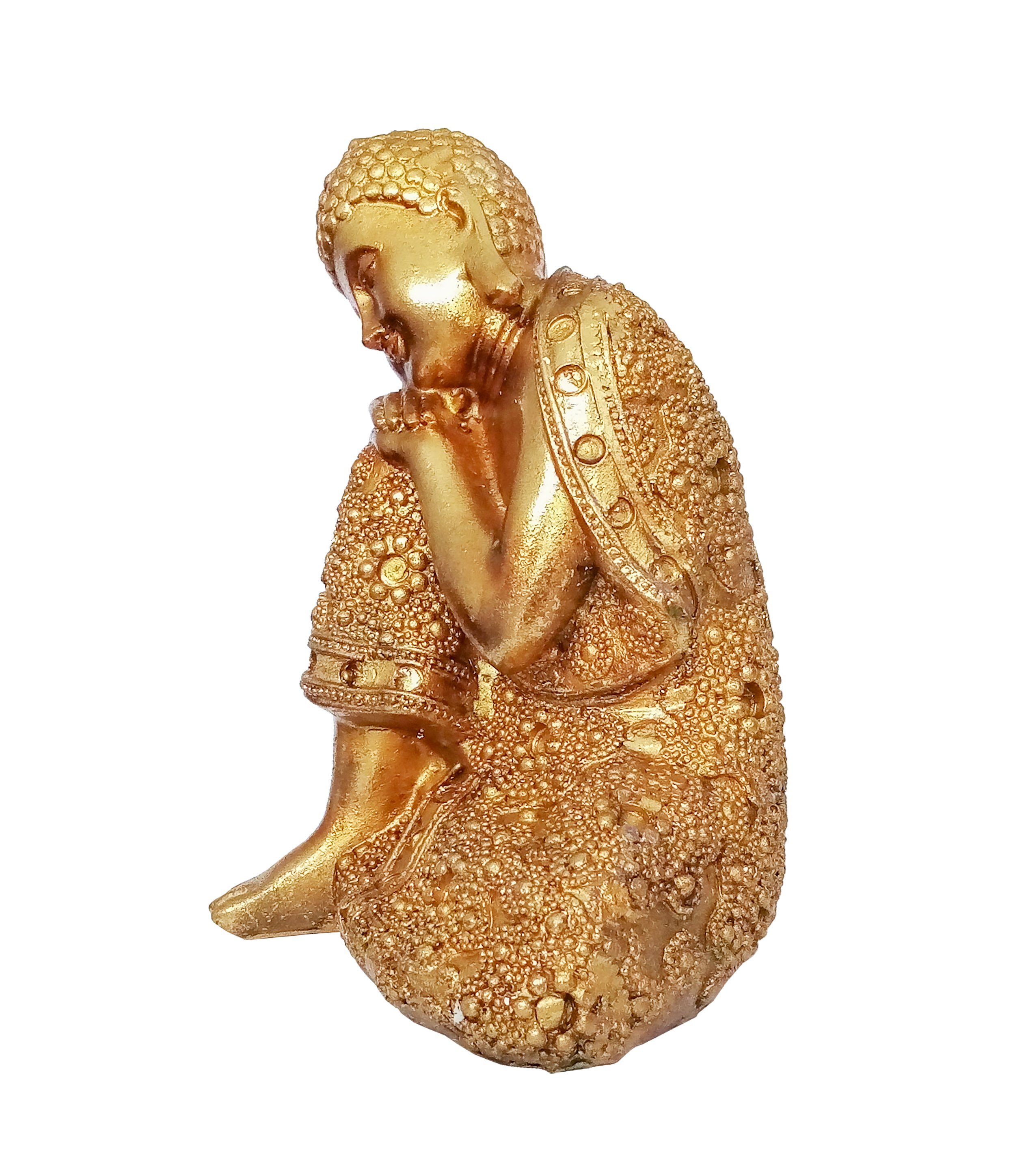 Giftdecor Buddhafigur Buddha Figur 12x16cm Shui Knie), Budda Garten Knie 91 Auf Deko Statue Polyresin aus Decoration Feng rechtes Thai (auf Gold