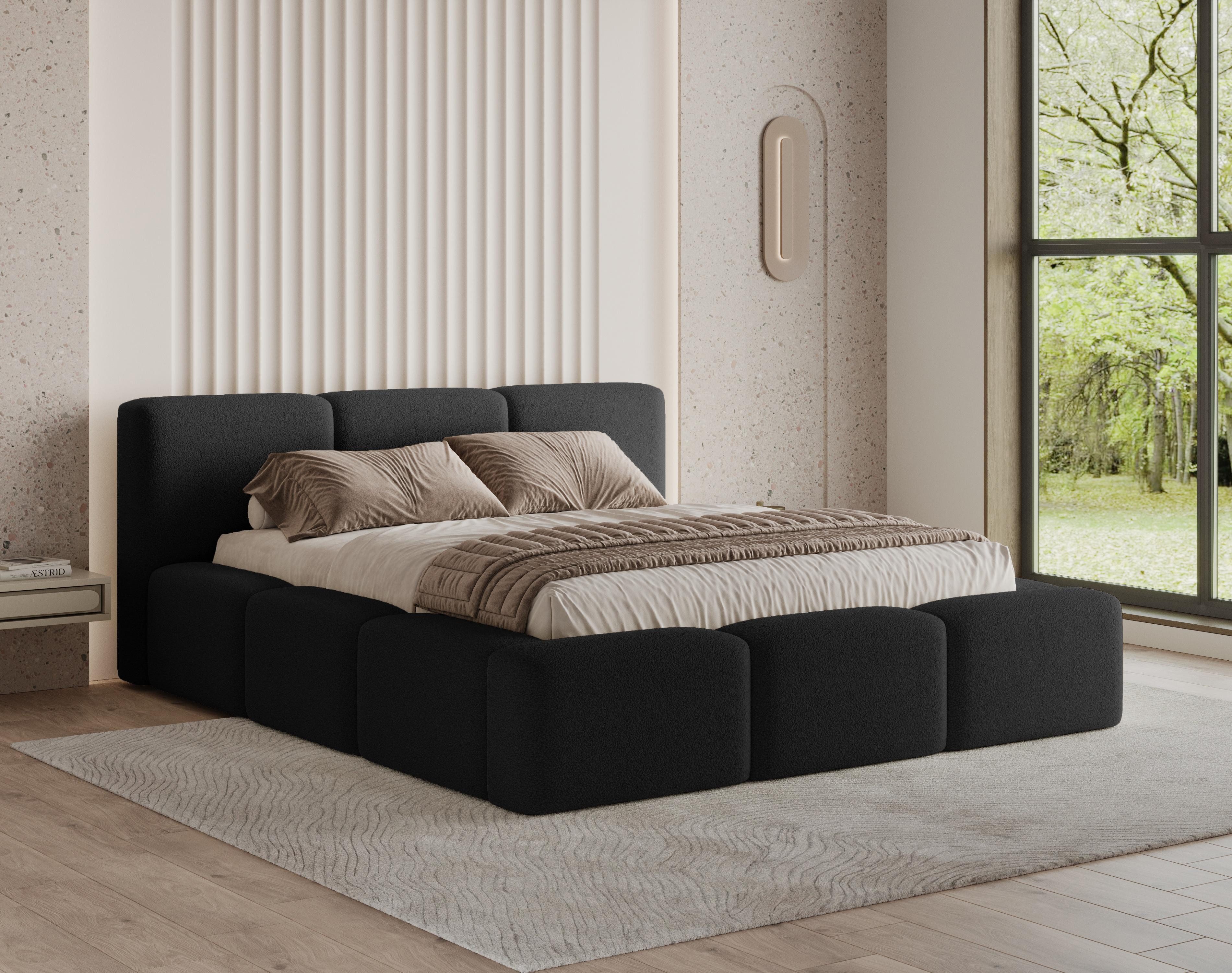 Chilly Möbel Polsterbett Bouclé Stoff mit Stauraum und Hubfunktion Holzrahmen (Boxbett ohne Matratze in vielen Farben, 140x200 160x200 180x200 200x200cm), gepolstertem Kopfteil Bettkasten modern