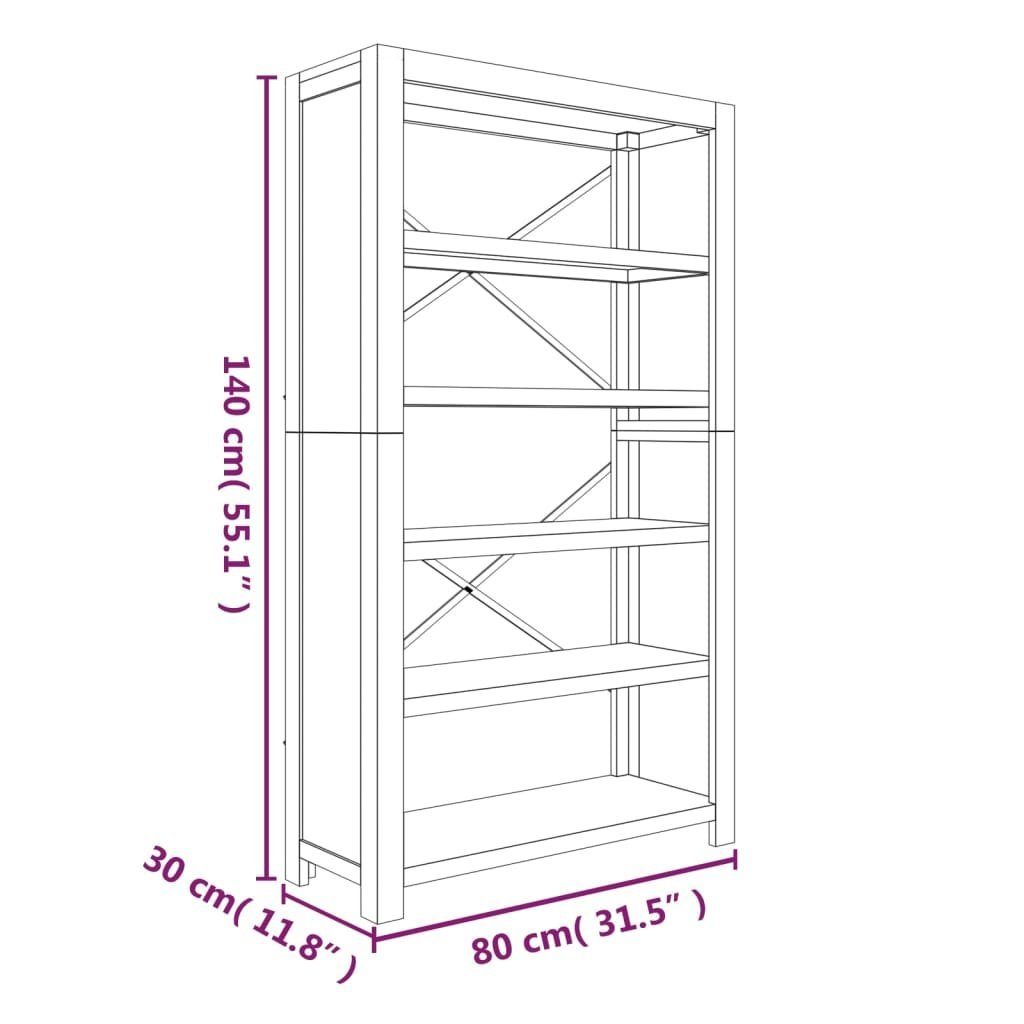 furnicato Fächer 5 Massivholz Akazie Bücherregal 80x30x140 cm