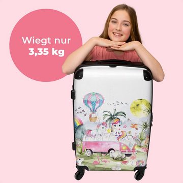 NoBoringSuitcases.com© Koffer 67x43x25cm Einhorn - Ballerina - Tiere - Rosa - Mädchen, 4 Rollen, Handgepäck Kinder Trolley Rollkoffer Kleine Reisekoffer mit 4 Rollen -