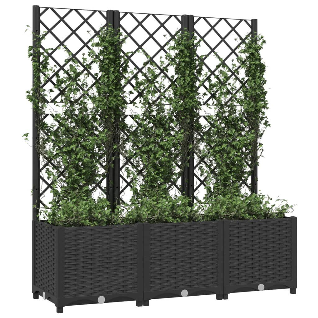 vidaXL Rankgitter 120 x 40 x 136 cm Pflanzkübel mit Spalier Schwarz 120x40x136 cm Kunsts