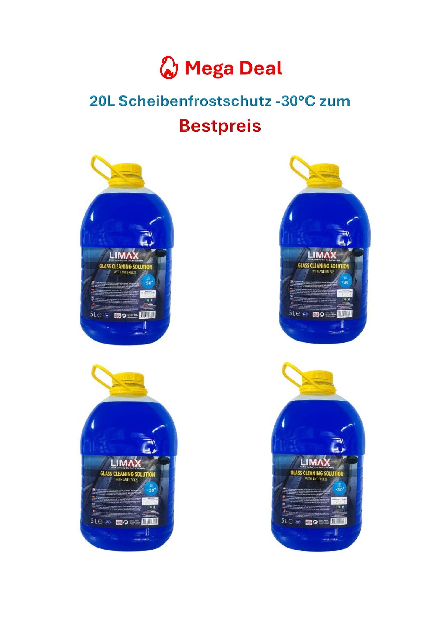 Paket.ag Scheibenfrostschutz -30°C Fertigmischung für Scheibenwaschanlage, 20 Liter, 20 St.