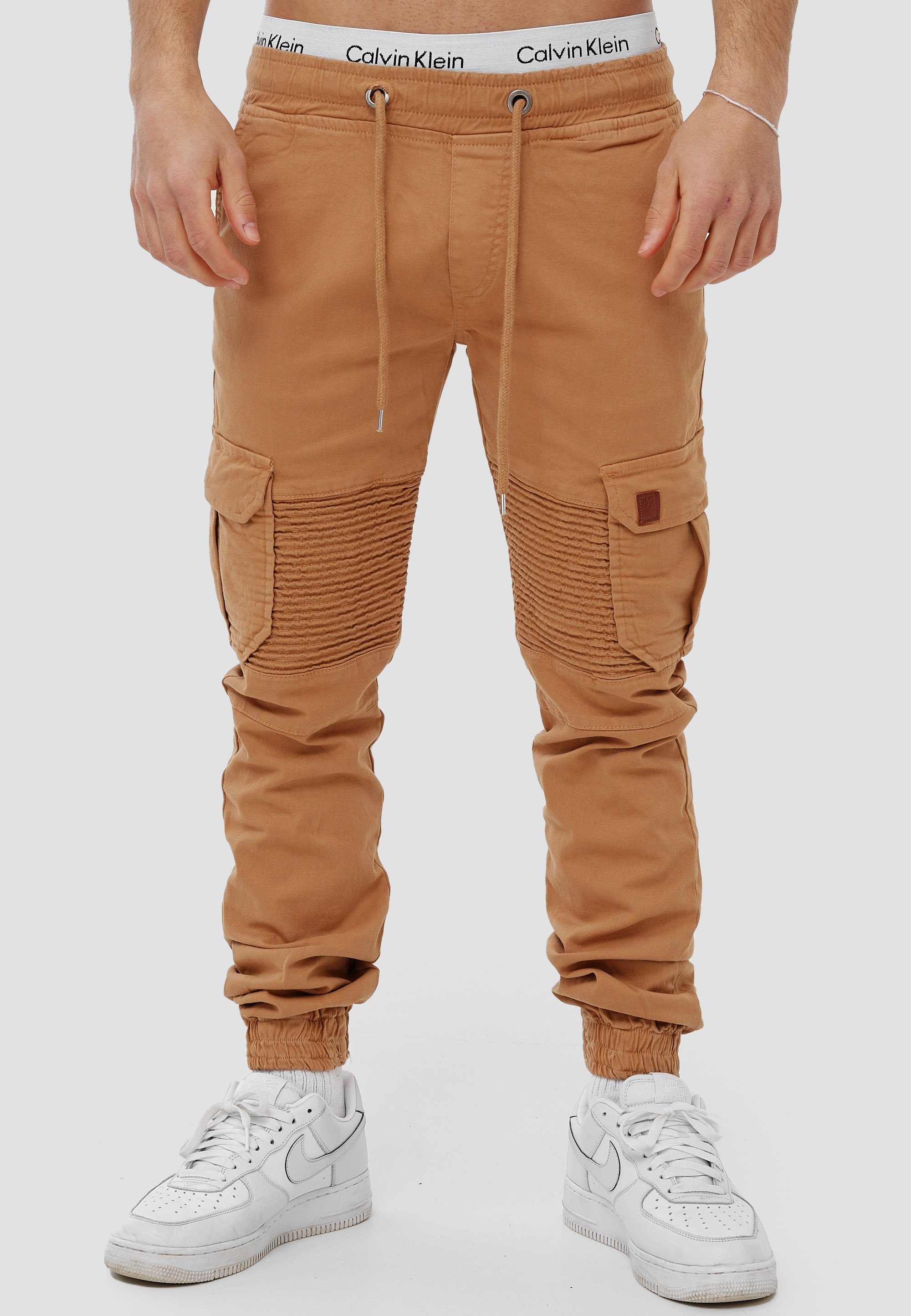 OneRedox Straight-Jeans H-3414 (Chino Cargohose Beige Casual Business 1-tlg) Streetwear, Freizeit