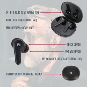 MIIEGO MiiBUDS PLAY w/ANC Sport-Kopfhörer (Siri, Google Assistant, Bluetooth, Active Noise Cancelling, Wireless Charging, IPX5 Wasserfest)