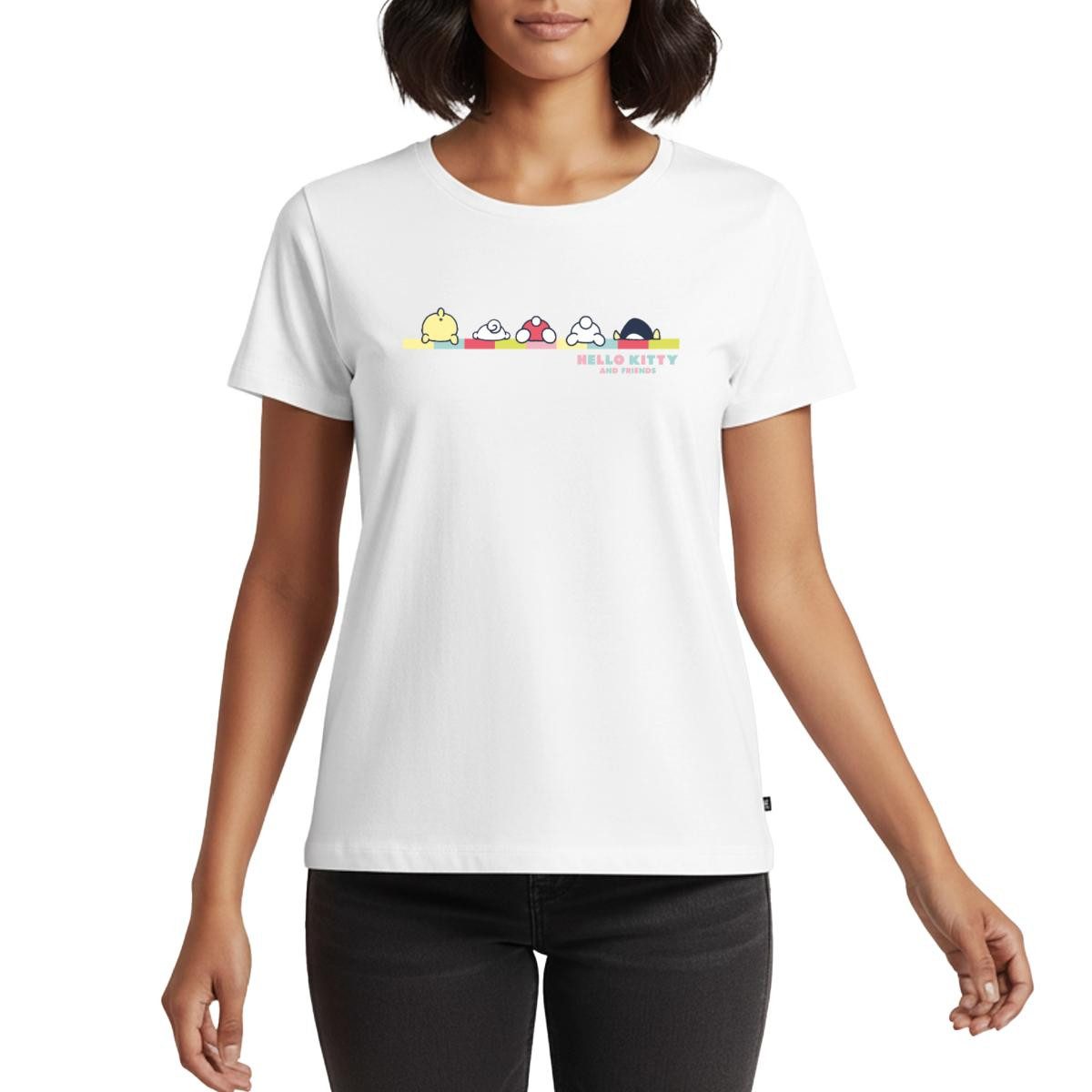 Spreadshirt T-Shirt Hello Kitty And Friends Pose Frauen Premium T-Shirt (1-tlg) Fällt klein aus. Wir empfehlen, eine Größe größer zu bestellen.