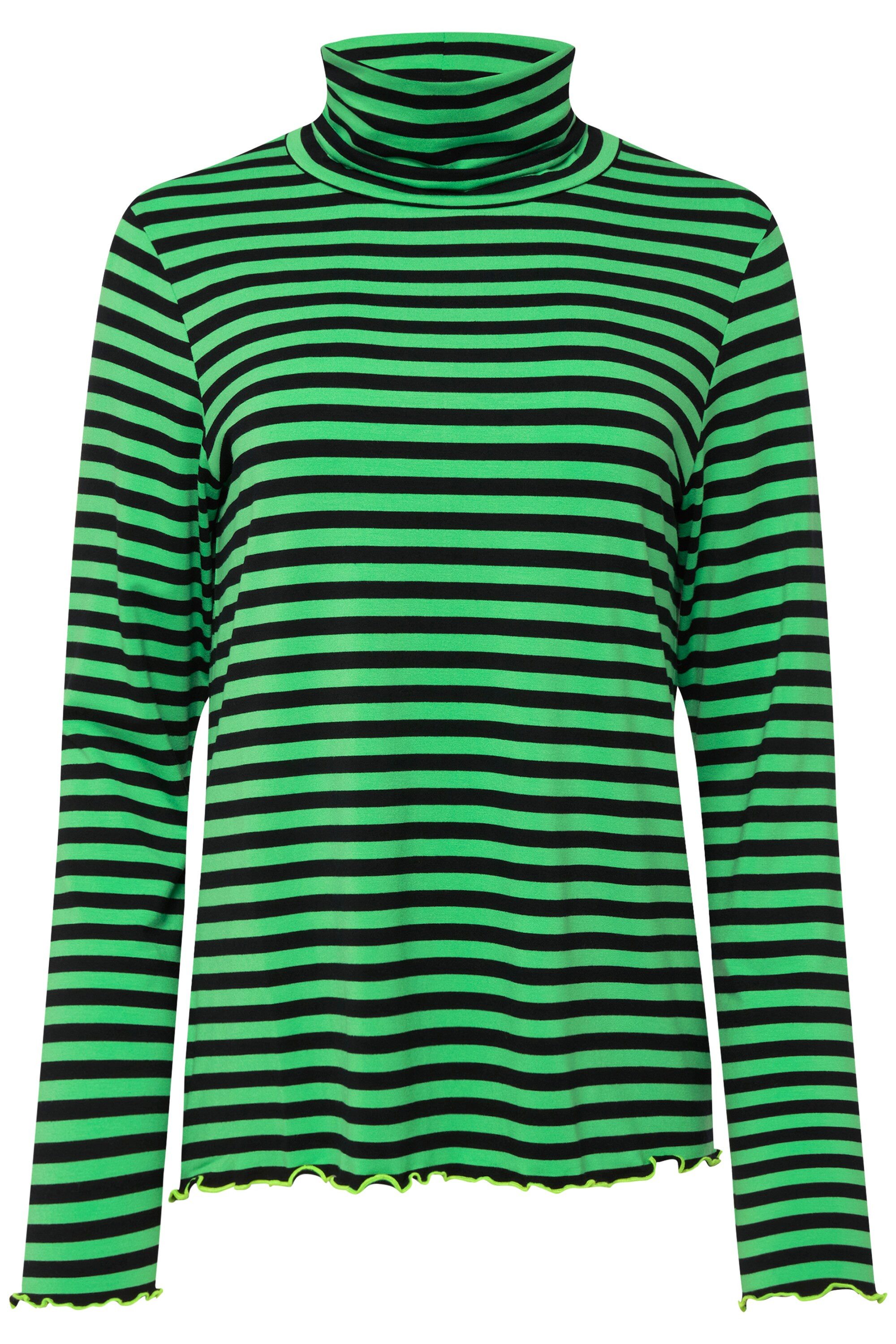 Laurasøn Longsleeve T-Shirt Ringel Stehkragen Langarm Neon-Ziernähte günstig online kaufen