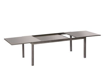MERXX Garten-Essgruppe Trivero, (Set 9-teilig, Tisch, 8 Stapelsessel, Aluminium mit Textilbespannung, Sicherheitsglas), mit Ausziehtisch, Sitz- und Rückenfläche gepadded