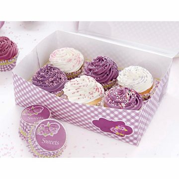 STÄDTER Kuchentransportbox Muffinbox Sweets für 6 Muffins, Pappe