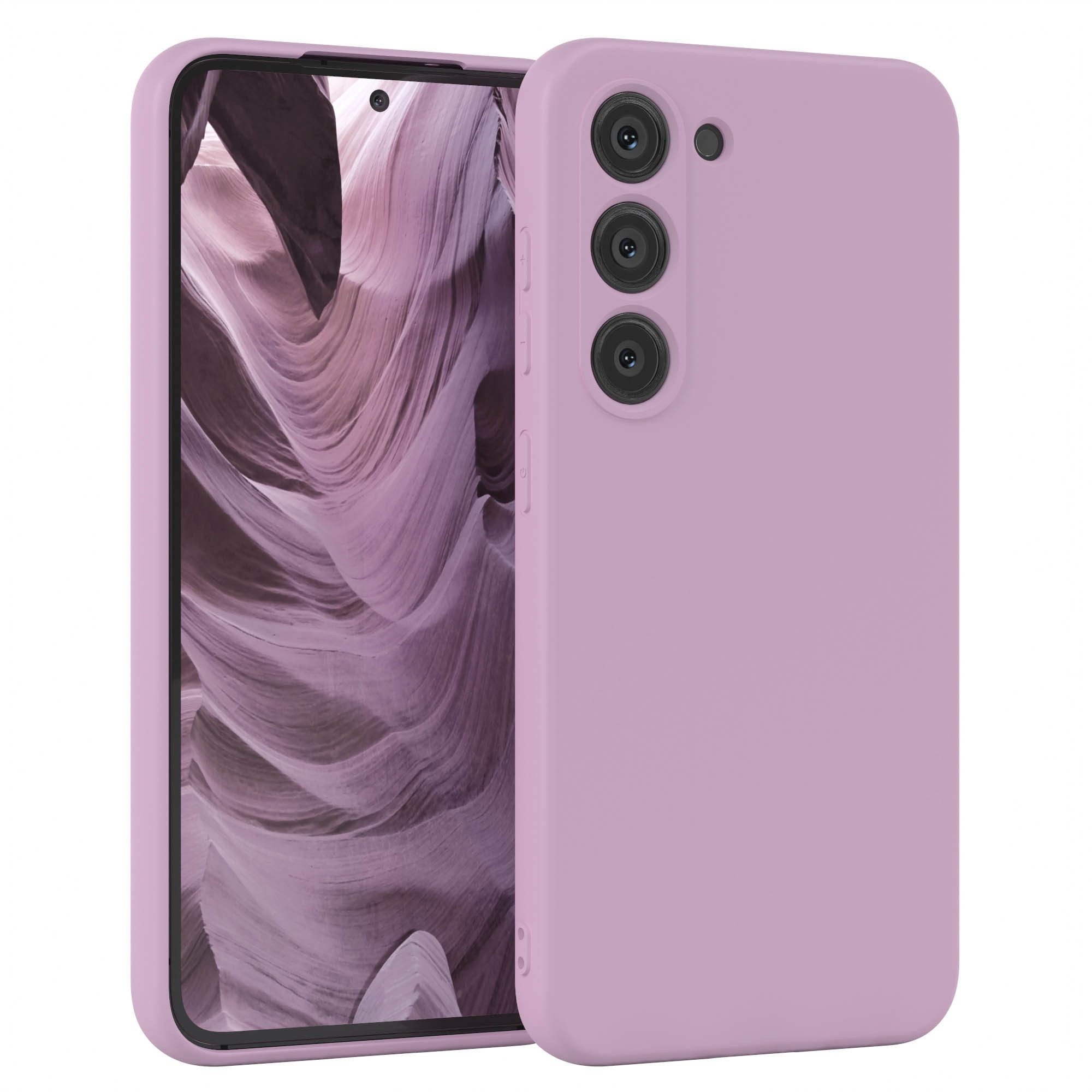 EAZY CASE Handyhülle für Samsung Galaxy S23 Hülle Silikon 6,1 Zoll, Hülle mit Kameraschutz Handycase Soft Smart Slimcover Lila / Flieder