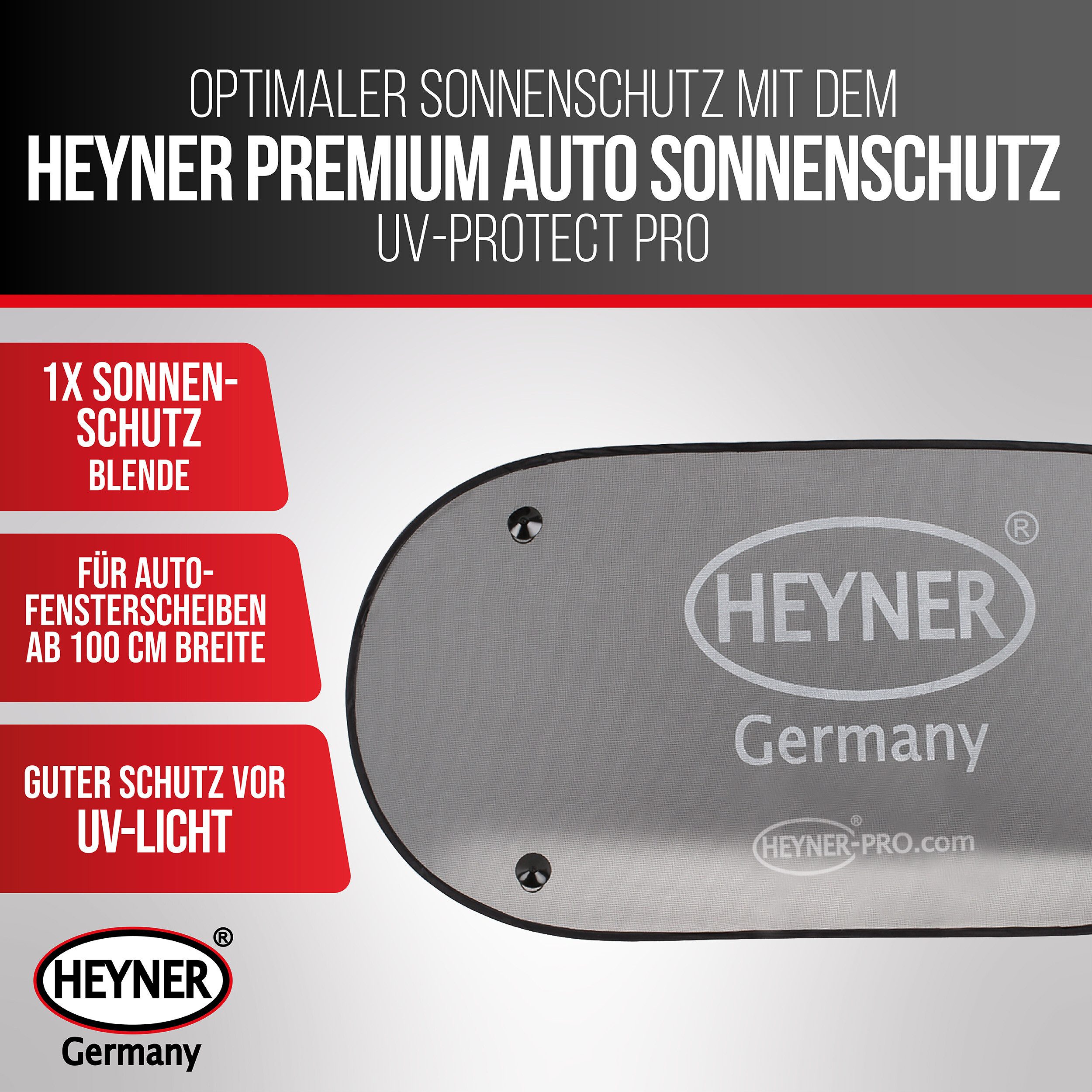 HEYNER Autosonnenschutz Auto-Sonnenschutz 100 x 50 cm Autofenster UV Schutz Saugnäpfe, 50 x 1 cm, (1-St) – Bild 2 von 5