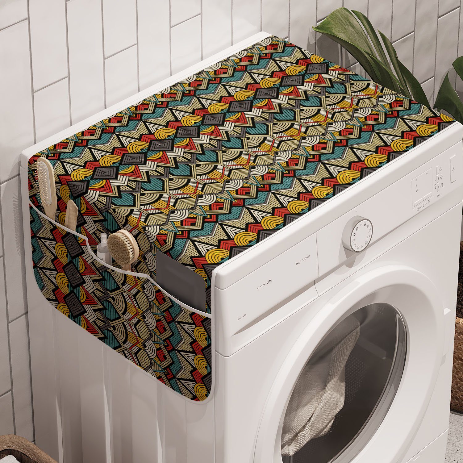 Abakuhaus Badorganizer Anti-Rutsch-Stoffabdeckung für Waschmaschine und  Trockner, afrikanisch Volkskunst Sharp Motive