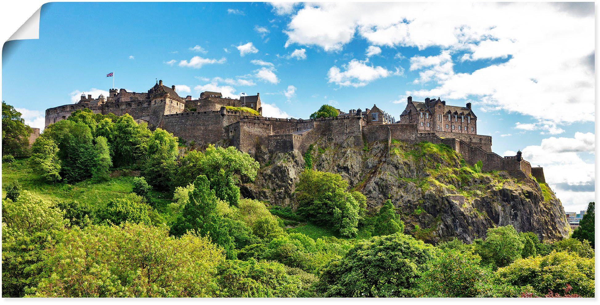 Artland Wandbild Edinburgh oder Leinwandbild, Größen in Schottland, St), versch. in Gebäude Alubild, Caste Poster (1 Wandaufkleber als