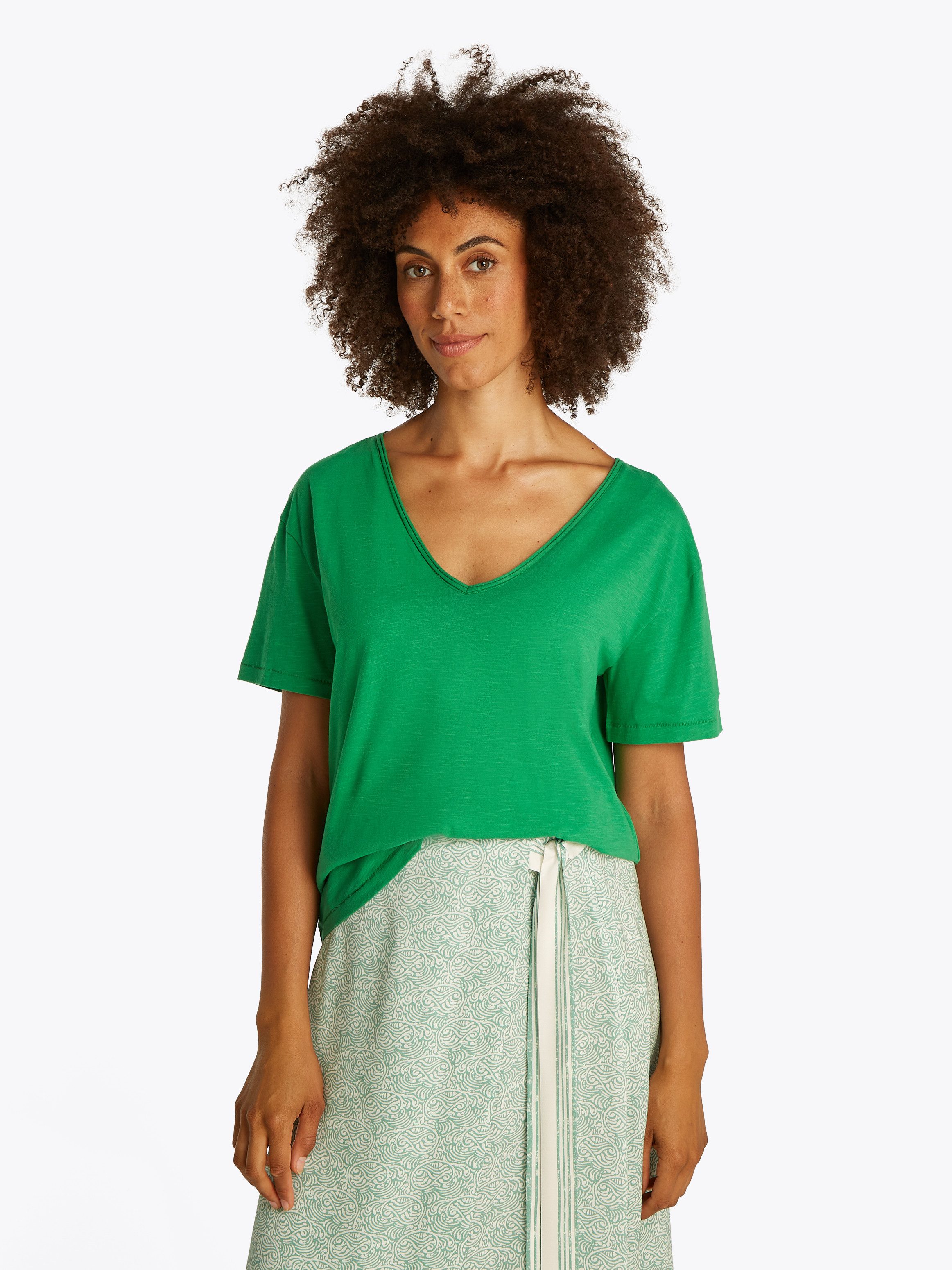 Tommy Hilfiger T-Shirt SLUB CROP V-NK günstig online kaufen