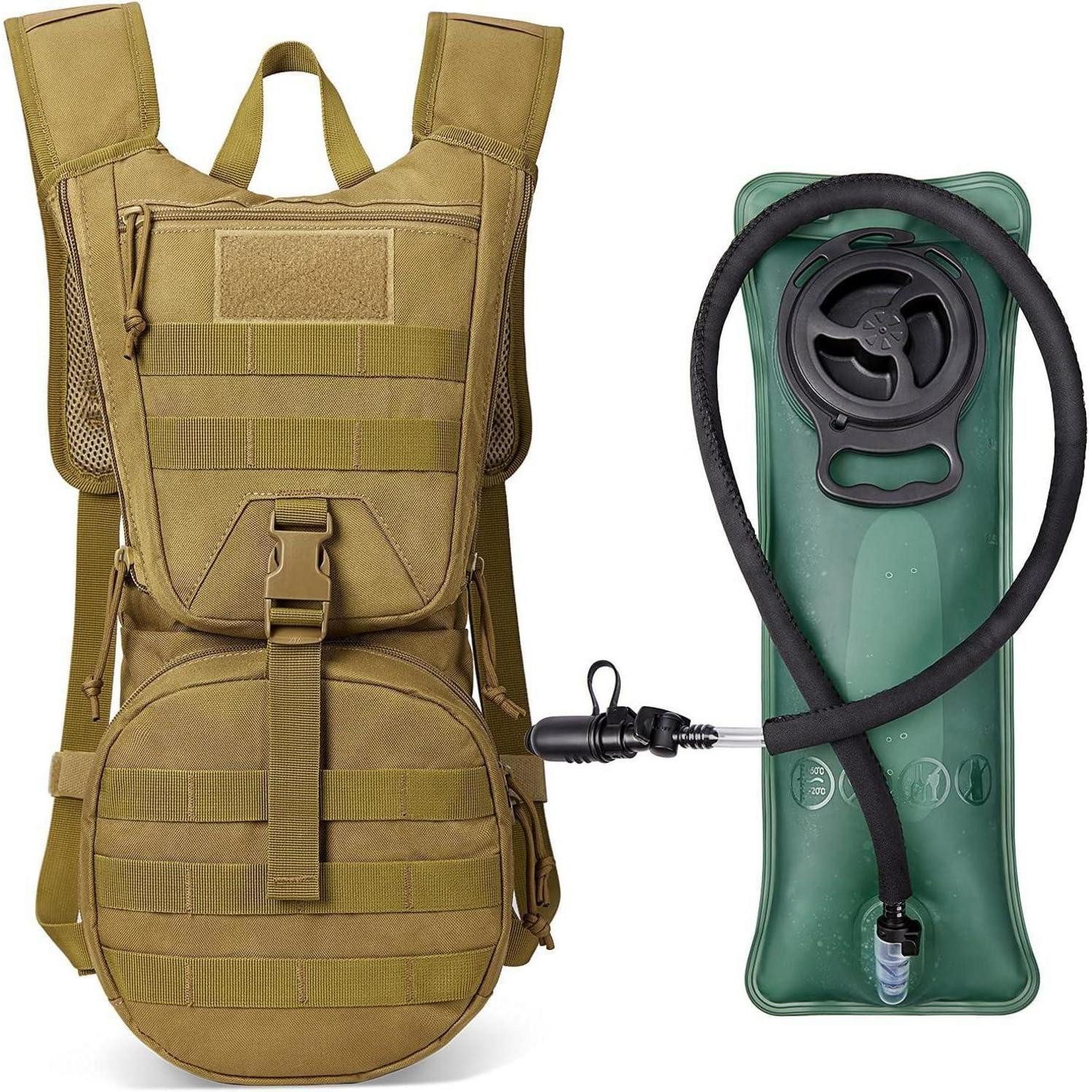 Trinkrucksack Trinkrucksack Militär 3L Trinkblase Wandern Radfahren Braun