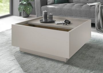 Furn.Design Couchtisch Griego (Wohnzimmer Tisch in Kieselgrau mit Zinneiche, ca. 75 x 75 cm), mit Stauraum