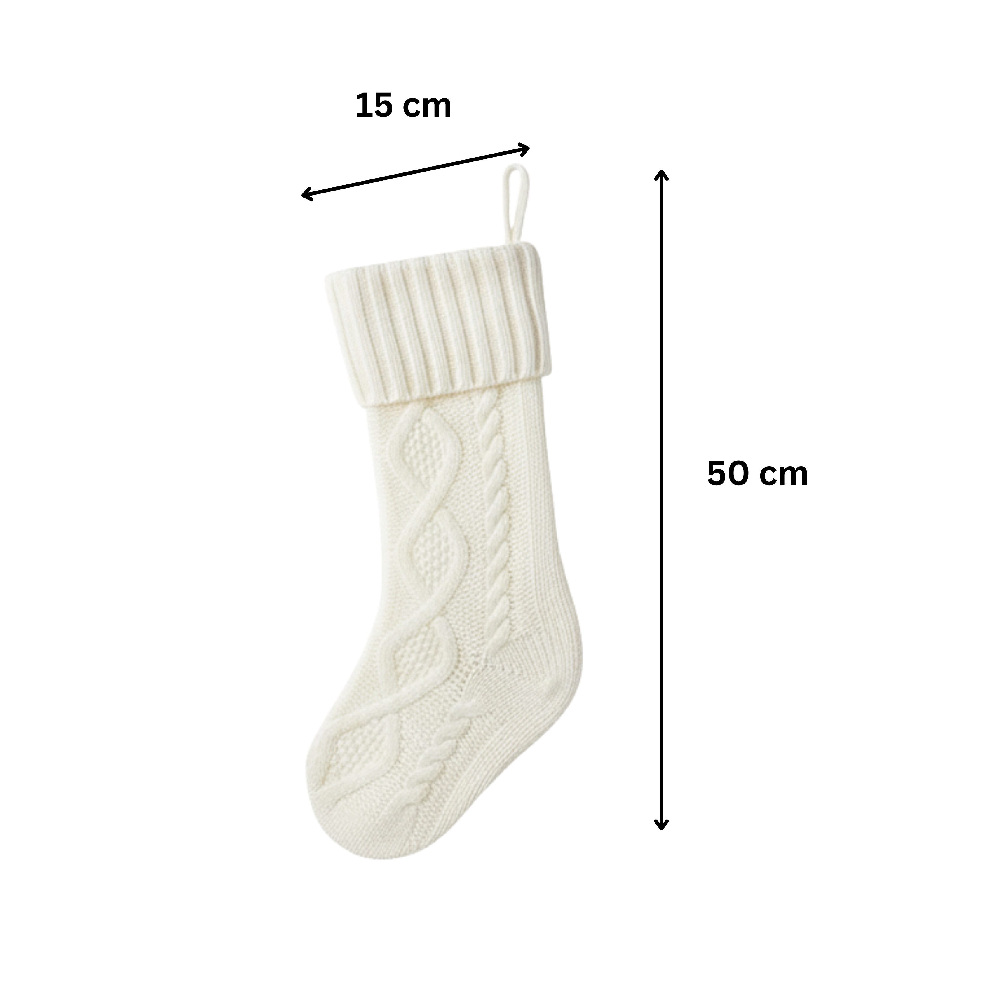 MaajeeKuto Dekohänger Weihnachtsstrumpf gestrickt 1 Stück 50cm-Deko Socken Weihnachten Weiß (1 St)