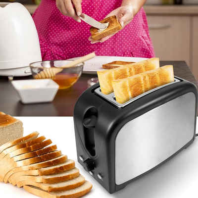 Rosnek Toaster Brot Toaster,2 Weit Schlitz, für 2 Scheiben, Einstellbare Gänge, 800 W, 2 lange Schlitze, für 2 Scheiben, 800 W, 6 variabel einstellbare Bräunungsstufen