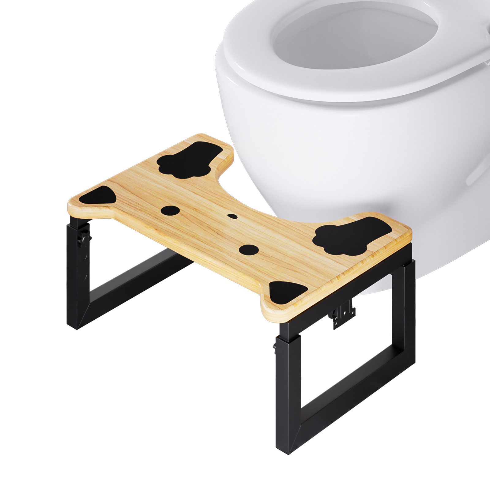 Yorbay Badhocker Toilettenhocker aus Massivholz, 3-fach verstellbar, klappbar, bis 226 kg – für Kinder & Erwachsene