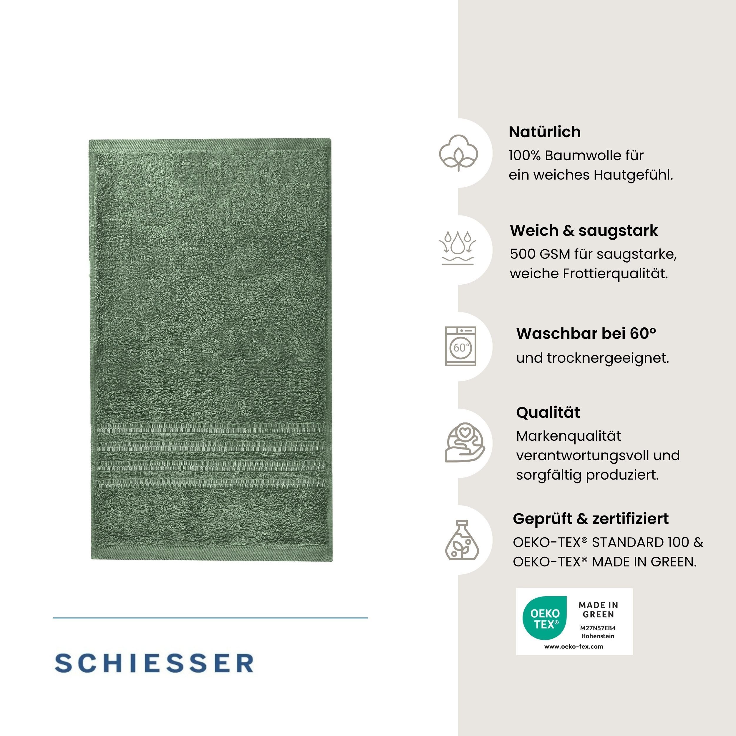 Schiesser Gästehandtücher Milano aus 100% Baumwolle mit eleganter Bordüre in Hoch-Tief-Optik, Frottier (Set, 5-St), OEKO-TEX® MADE IN GREEN – Bild 2 von 5