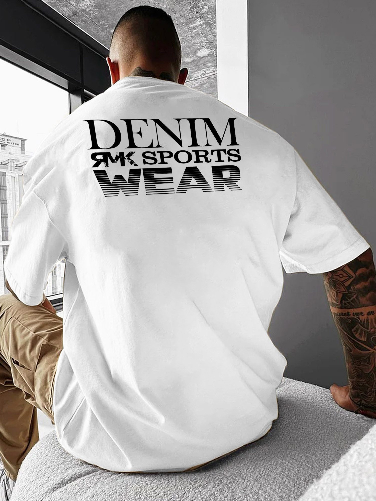 RMK T-Shirt Herren Shirt Rundhals Basic "Sportswear Denim" aus Baumwolle