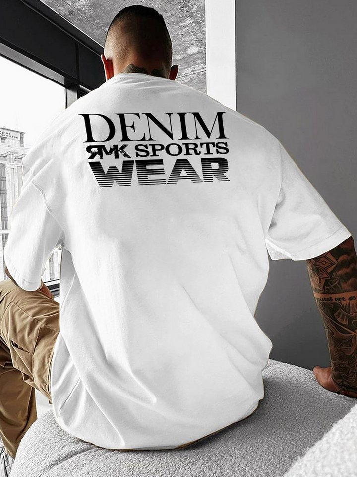 RMK T-Shirt Herren Shirt Rundhals Basic "Sportswear Denim" aus Baumwolle
