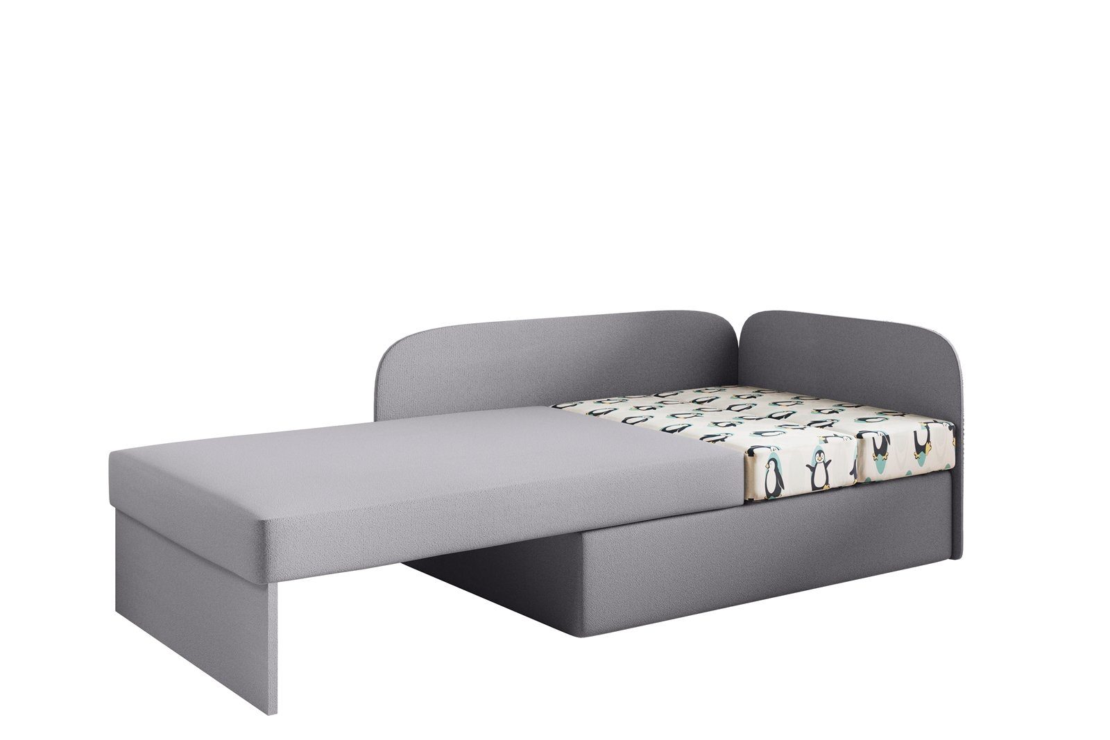 Ball Schlaffunktion mit + Bettkasten 75cm Kindersofa Beautysofa Kinderbett SOFI Kinderbett Schwarz Sofa