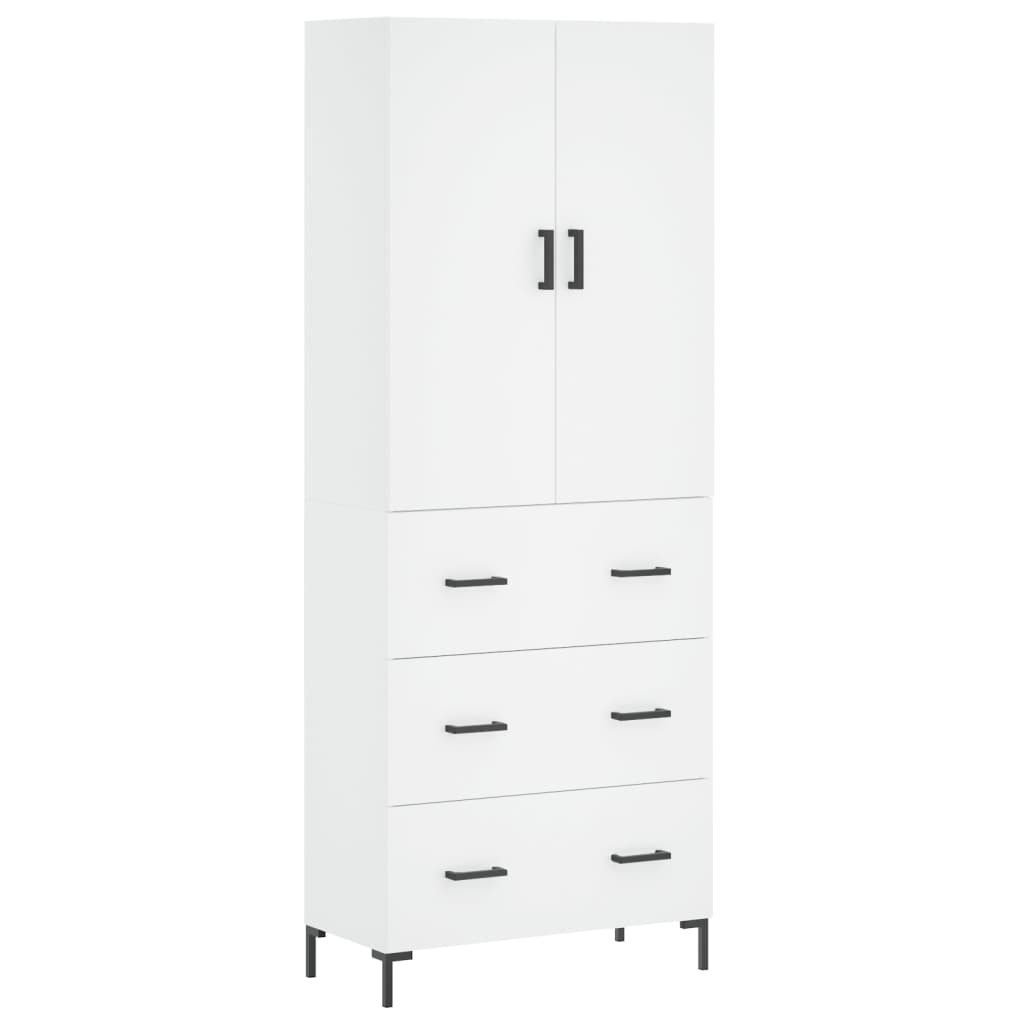 furnicato Highboard Weißes aus Holzwerkstoff und Metall 69,5 x 34 x 180 cm (1 St)