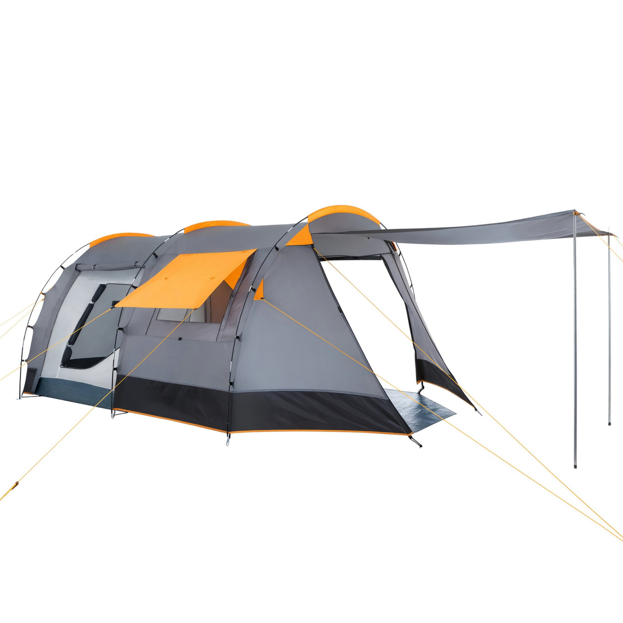 CampFeuer Dome Tent Super+ for 4 people, Grey/Black, XXL Tunnel Tent, Capacity: 4 people