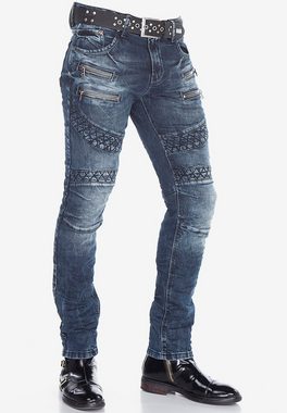 Cipo & Baxx Slim-fit-Jeans im modischen Bikerstil in Straight Fit