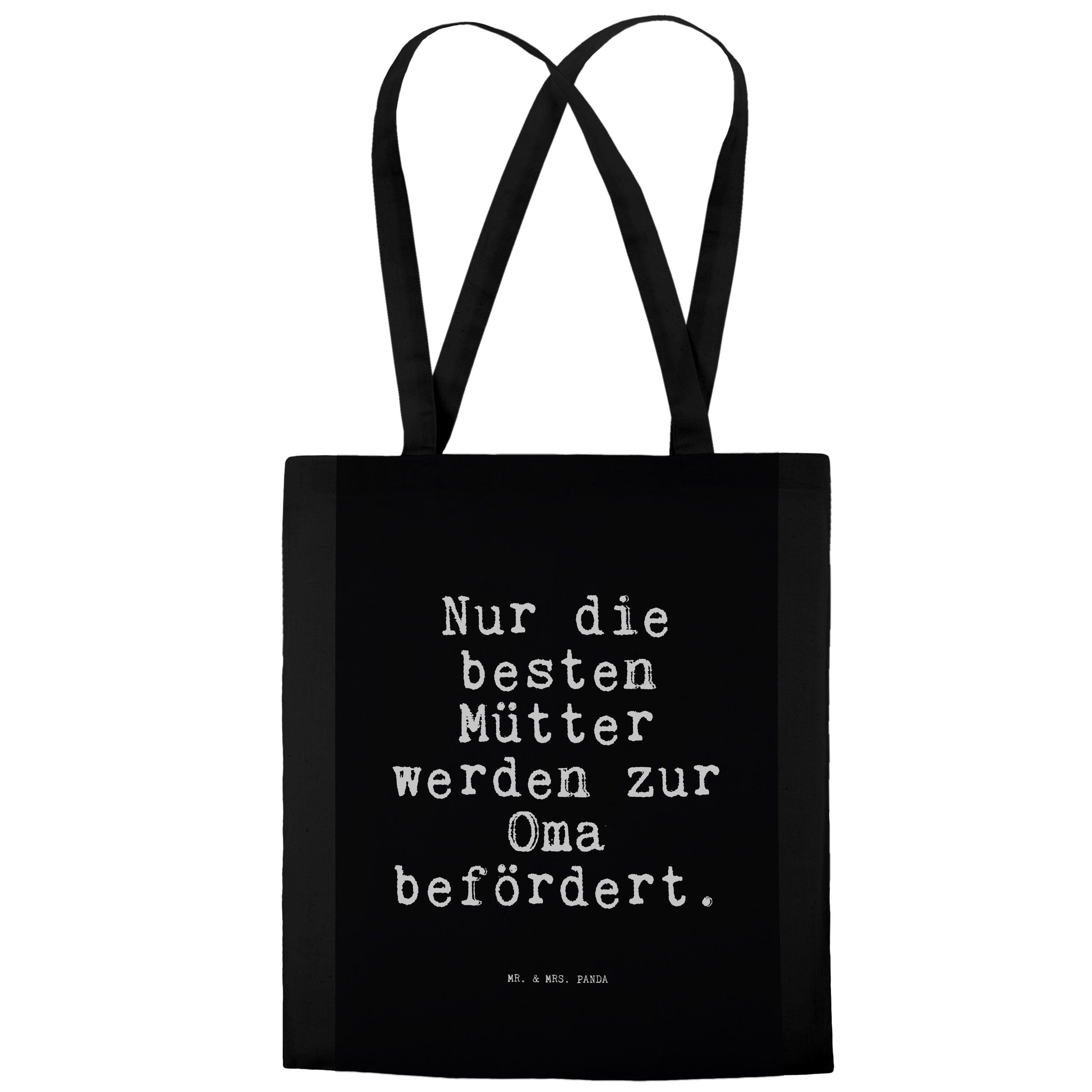 Spruch, Mr. Panda Oma die & Mütter... - Geschenk, Schwarz Tragetasche (1-tlg) Einkaufsta Mrs. Nur besten -