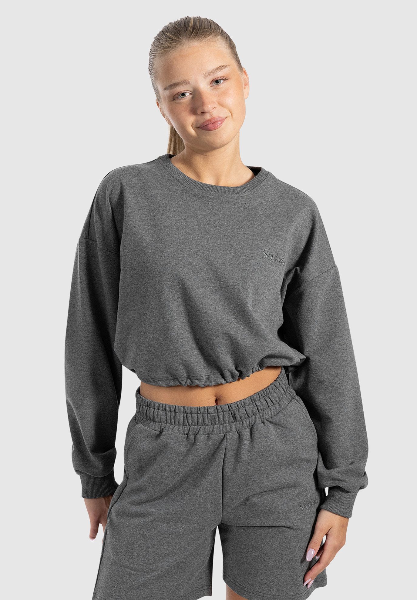 Smilodox Sweatshirt Triana, Crop Sweatshirt mit Rundhalsausschnitt, Gummisa günstig online kaufen