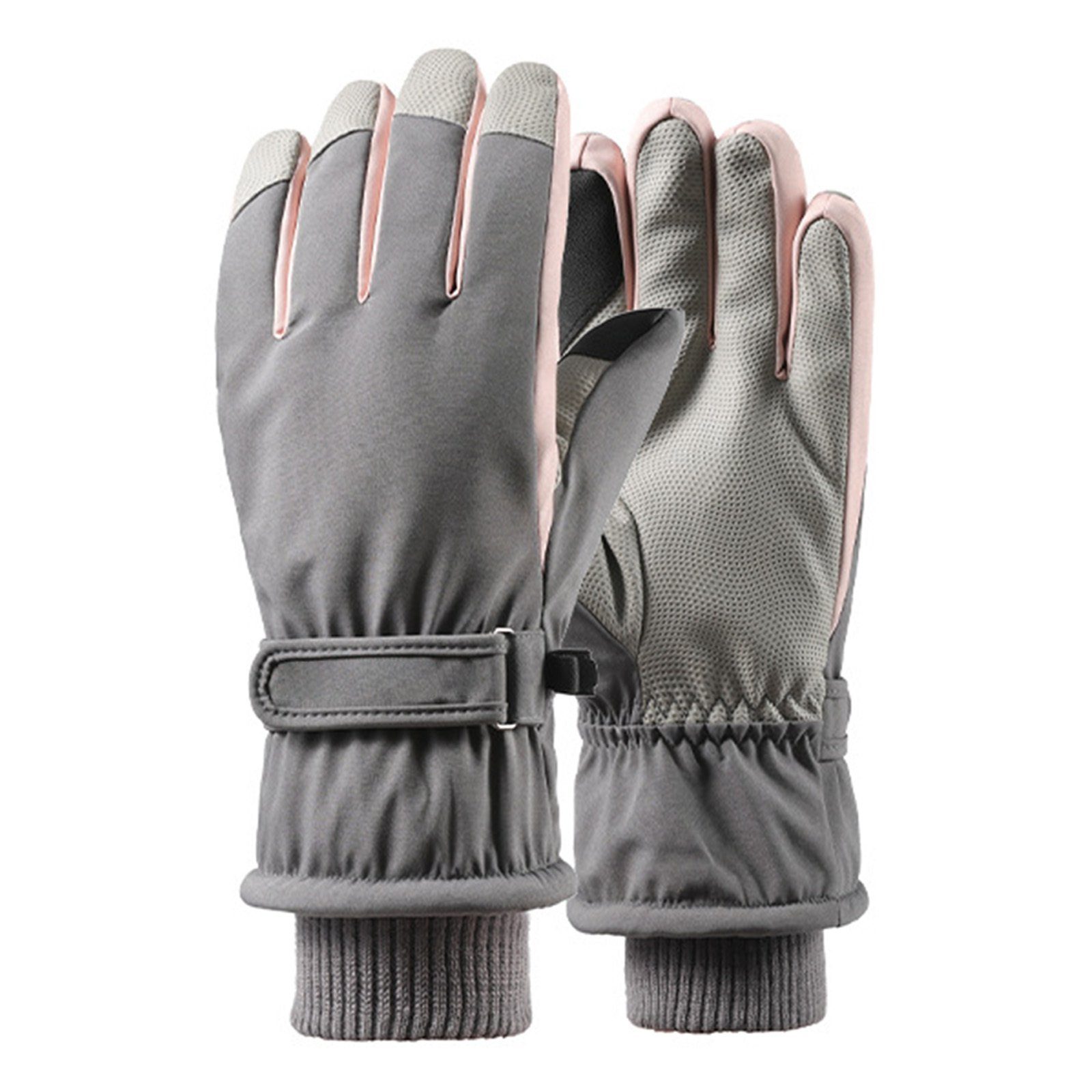 Blusmart Winterhandschuhe, Rutschfest, Touchscreen-Handschuhe, grau Winddicht, Warme Fahrradhandschuhe