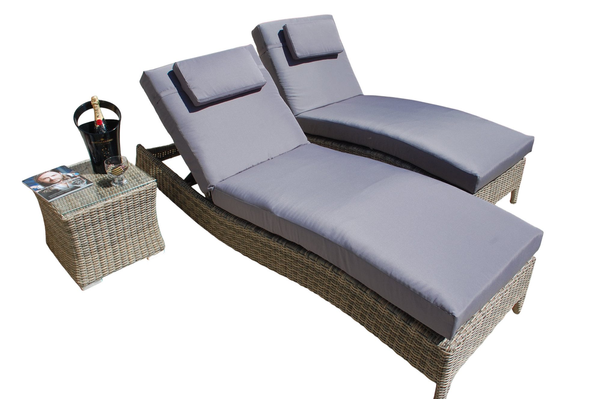 Ragnarök Möbel-Design Gartenliege Sonnenliegen Set, 3-teilig, Kopfteil in 5 günstig online kaufen