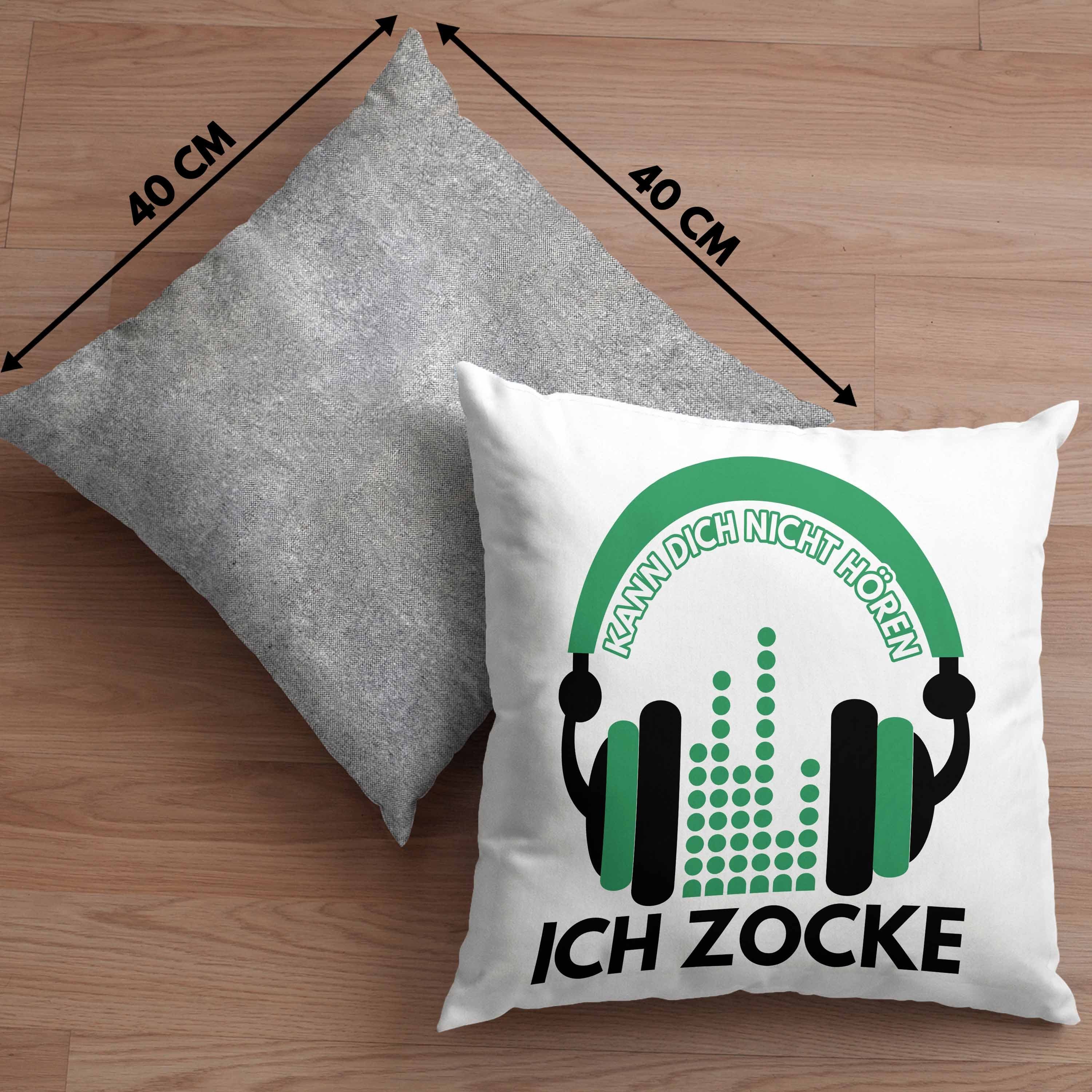 Nicht Geschenk Trendation Dich 40x40 Kann Kissen Trendation Ich mit Zocke Füllung Dekokissen Gamer Hören - Gamergirl Dekokissen Grau