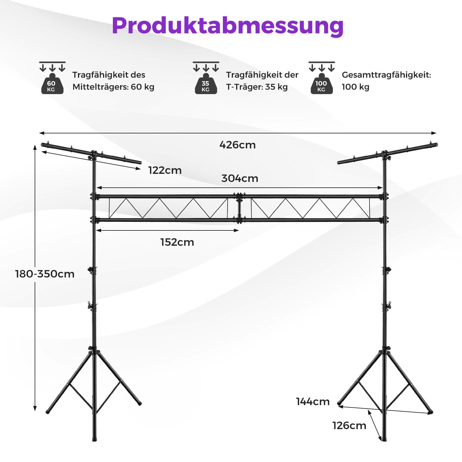 KOMFOTTEU Lampenstativ (Beleuchtungsstativ aus Metall, höhenverstellbarer Lichtstativ) – Bild 2 von 5