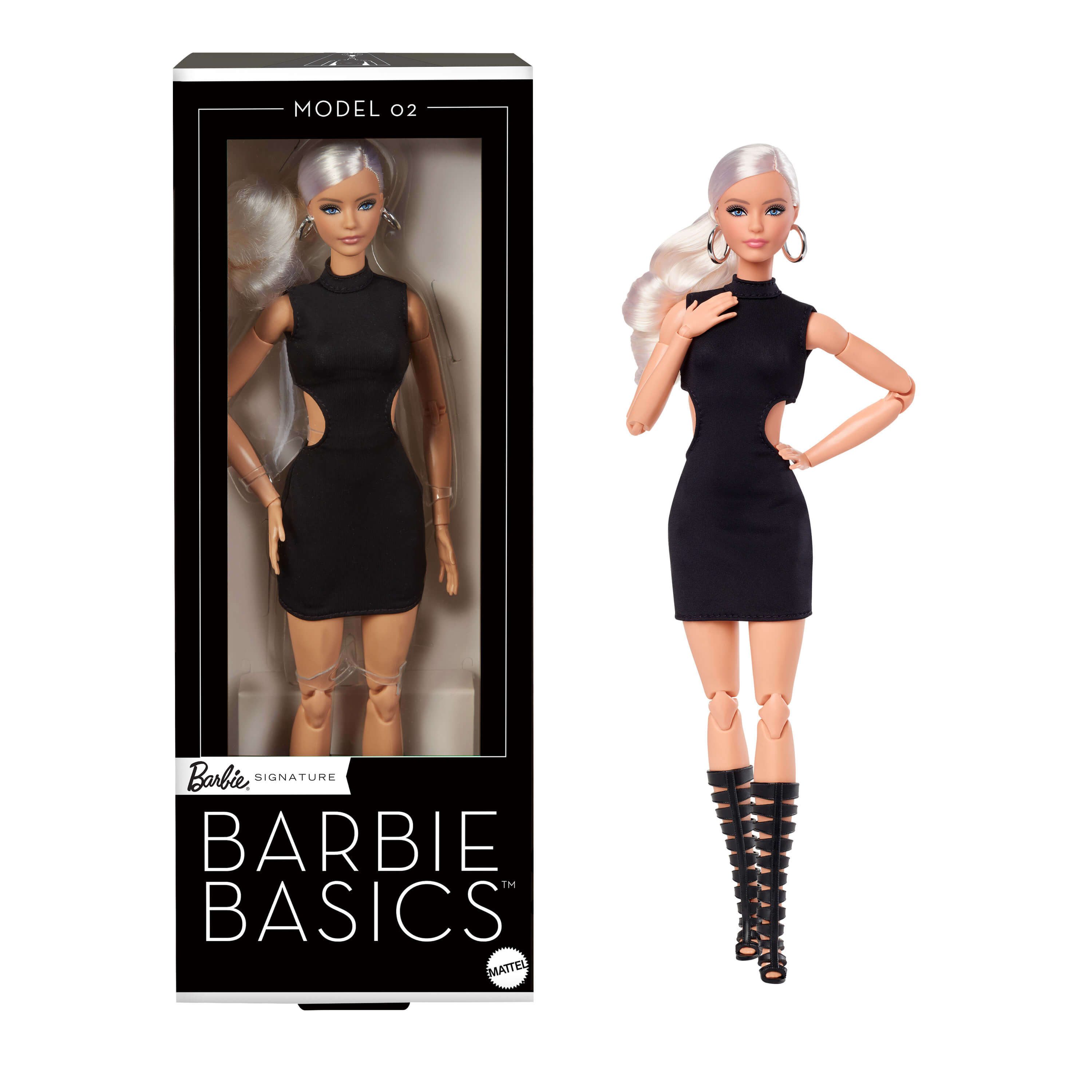 Mattel® Anziehpuppe Barbie Signature Basics Puppe Modell 2 - Blonde Haare, schwarzes Kleid