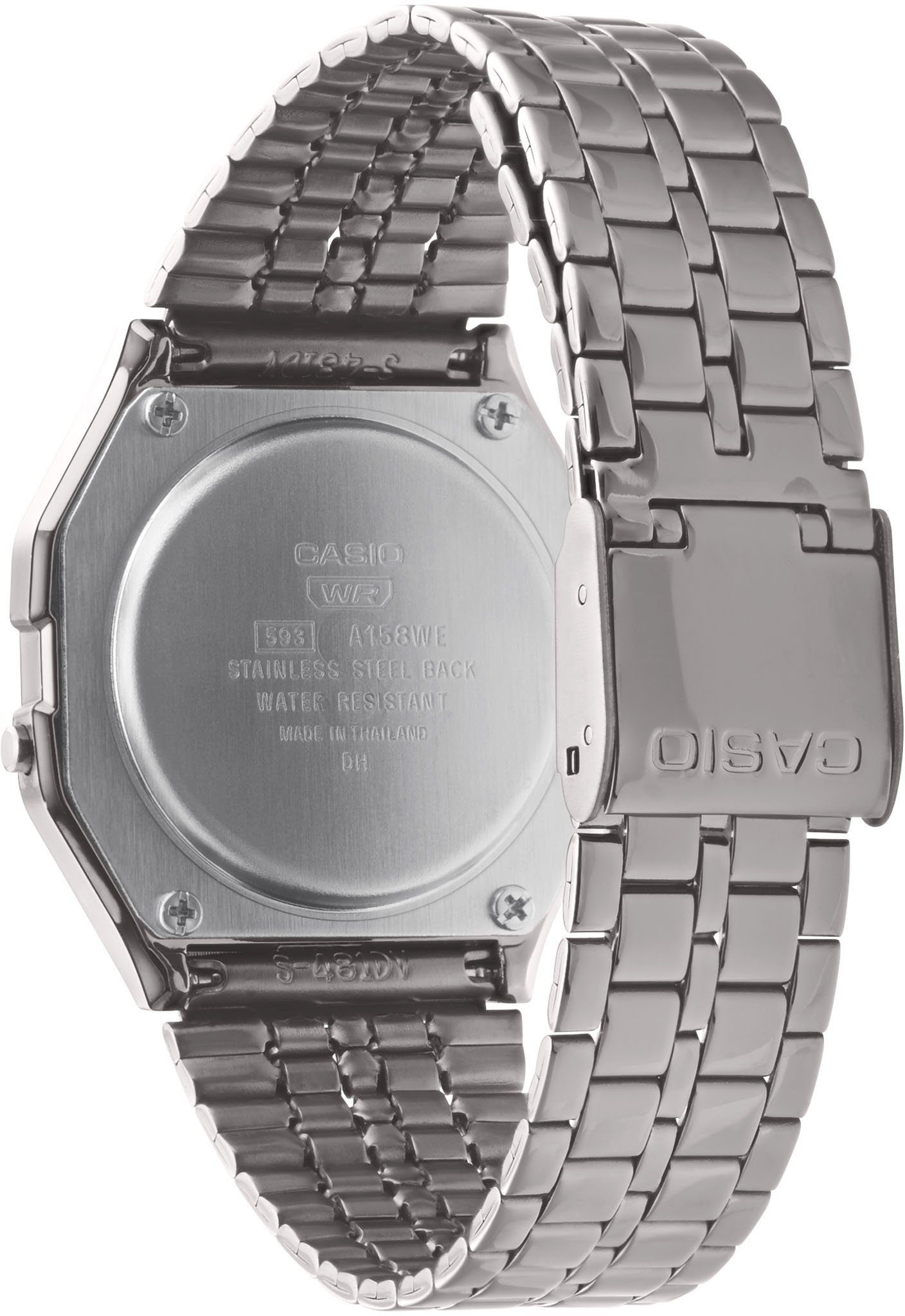 CASIO VINTAGE Chronograph A158WETB-1AEF, Quarzuhr, Armbanduhr, Damenuhr, Herrenuhr, Digitaluhr,Edelstahlarmband