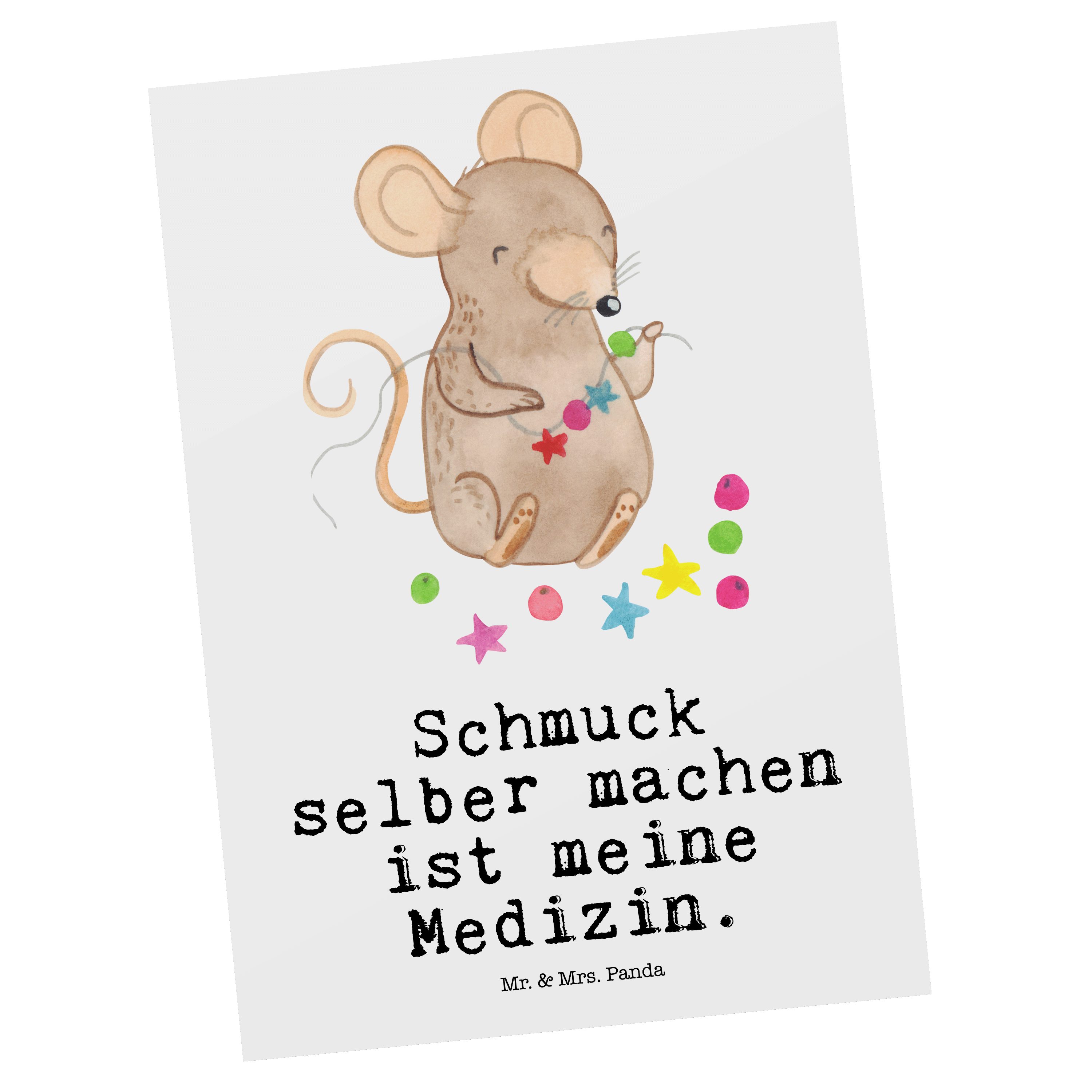 Mr. & Mrs. Panda Postkarte Maus Schmuck selber machen Medizin - Weiß - Geschenk, Danke, Schmuck